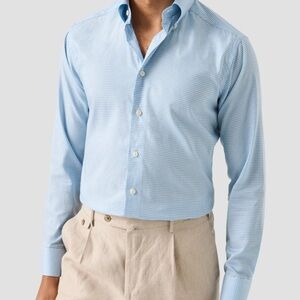 BNWT Eton check signature oxford shirt, men’s blue gingham button down